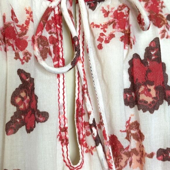 Free People Camella Pink Floral Blouson Sleeve Ruffled Mini Dress Women's S New - Picture 5 of 13